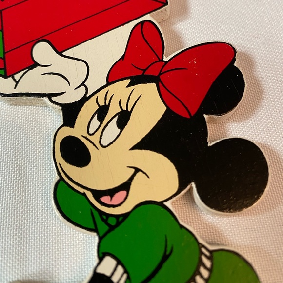 Vintage Walt Disney / Kurt Adler Minnie Mouse Wooden Christmas Ornament - Picture 2 of 6